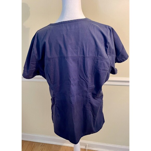 Butter-Soft Womens Stretch V-Neck Scrub Top Blue Sz:L  Pocket - Picture 4 of 5